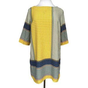 Bel&Bo Artsy Mini Floral Border Print Elbow Sleeve Shift Dress 8-10 Made France